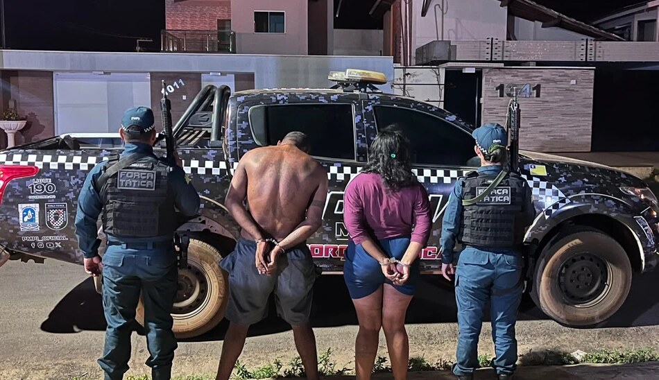 Casal é preso pela PM após assaltar farmácia no bairro Bomba em Picos