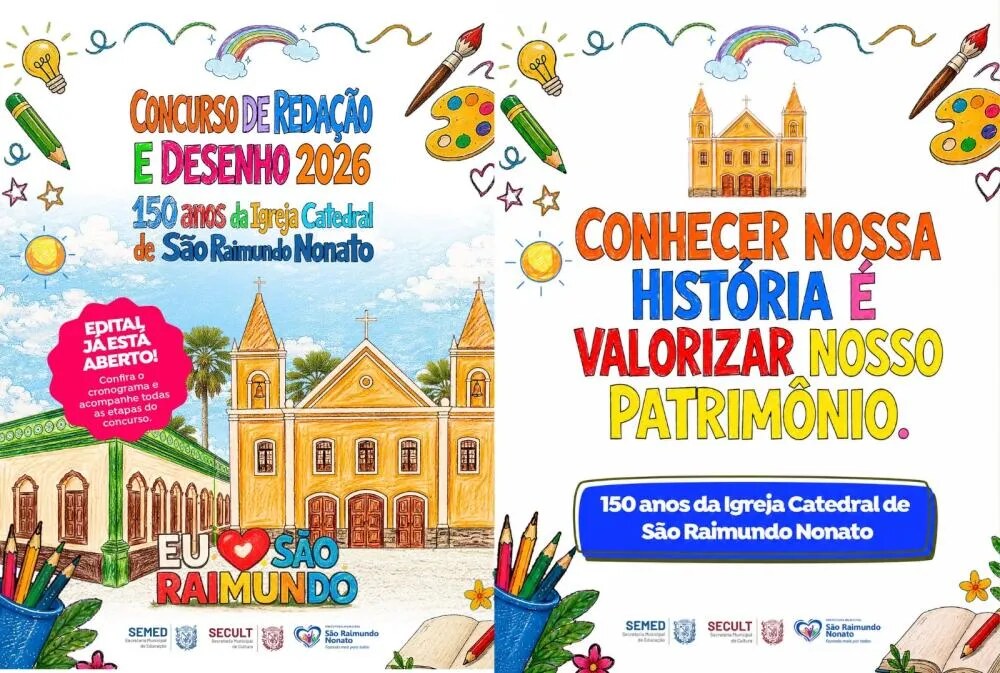 São Raimundo Nonato abre concurso de redação e desenho sobre os 150 anos da Catedral