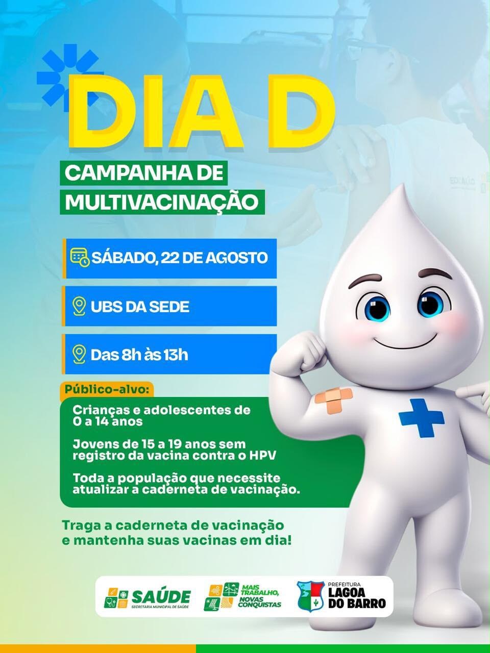 Lagoa do Barro do Piauí realiza Dia D de Multivacinação neste sábado