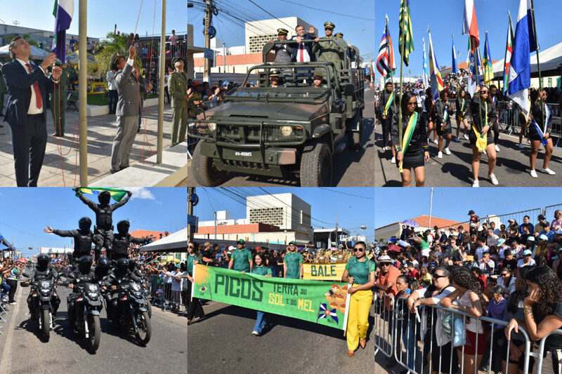 Desfile da Independência reuniu grande público na Avenida Nossa Senhora de Fátima, em Picos — Foto: Divulgação / Prefeitura de Picos
