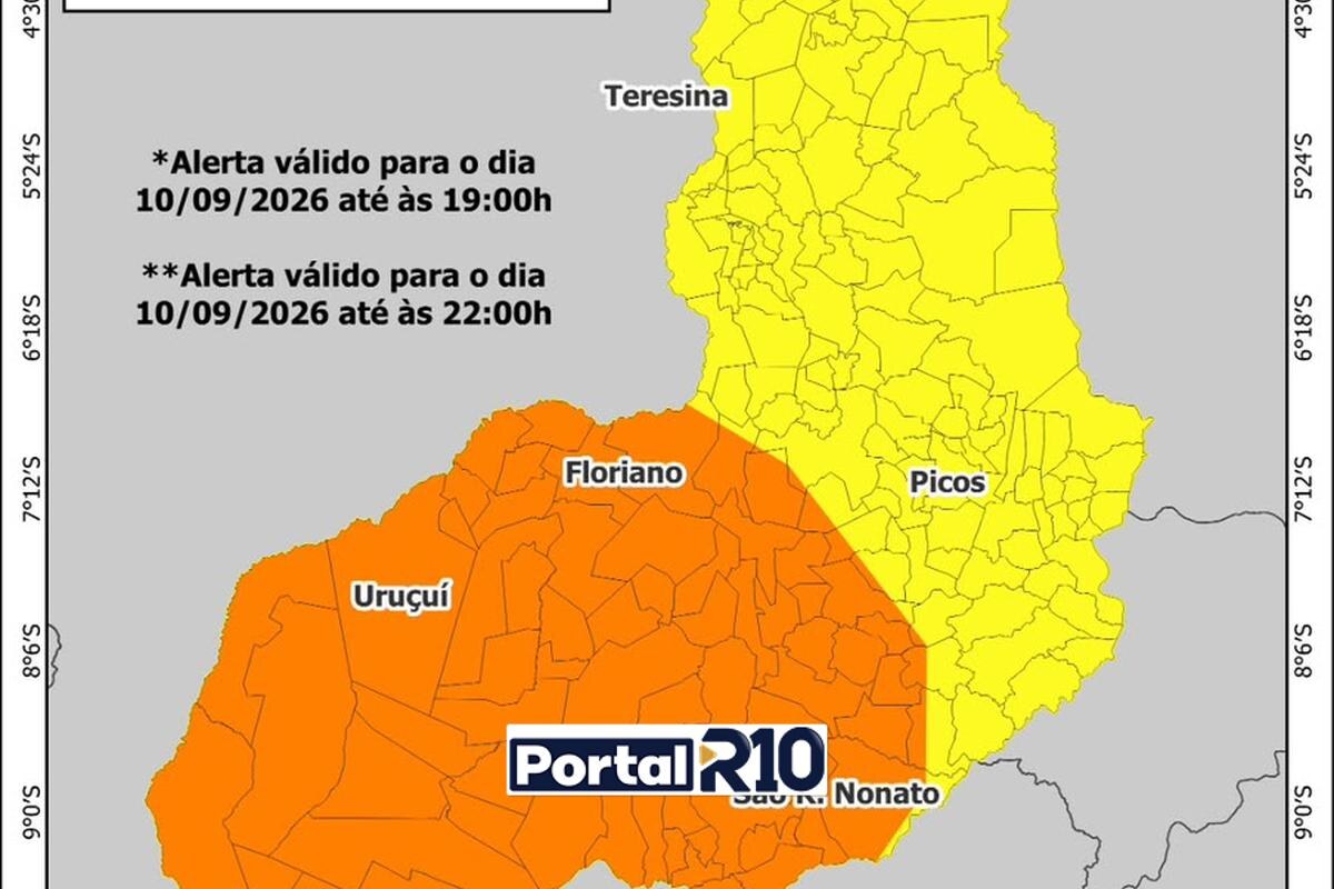 Inmet publica alerta de baixa umidade para quase todo o Piauí