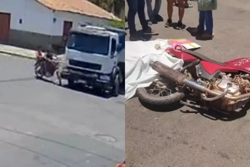 Acidente fatal envolvendo caçamba e motocicleta mobilizou equipes de socorro no Piauí — Foto: Reprodução/Redes sociais